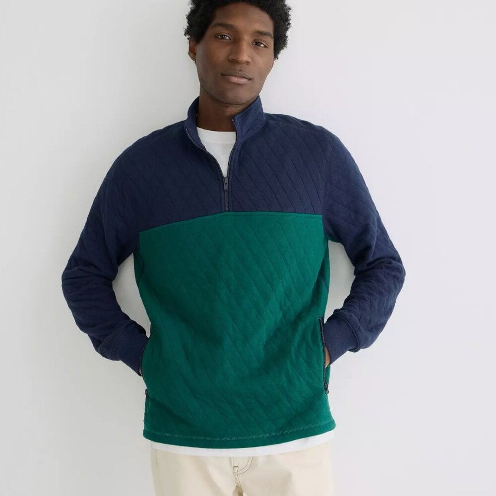 J. Crew Quilted Quarter-Zip Pullover - Men's size L